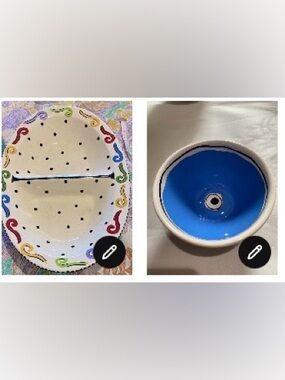 M Bagwell UK Serving Dish & Bowl. Dish is double sided, very festive. Hand made